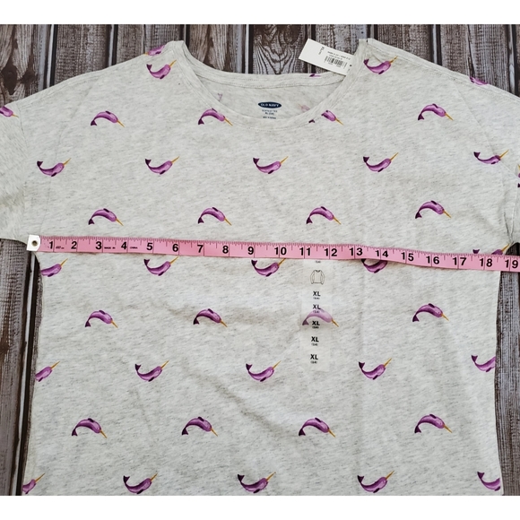 NWT Old Navy Narwhal Shirt Girl's Size XL 14 Grey and Purple  Long Sleeve - Picture 2 of 6